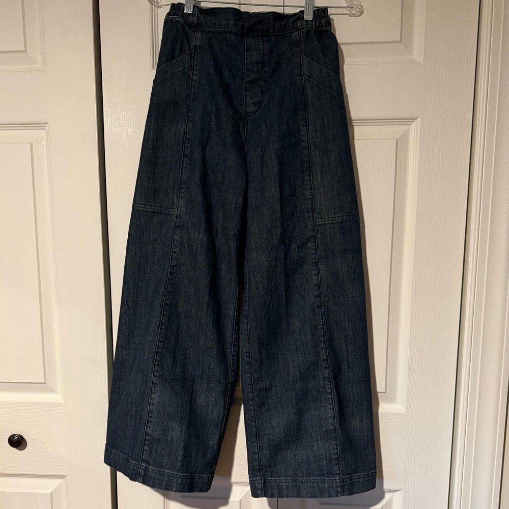 Elegant Blue/ Black Wide-Leg Women's Jeans by Lisa Bayne of Artful Home. Size XS - Picture 10 of 10